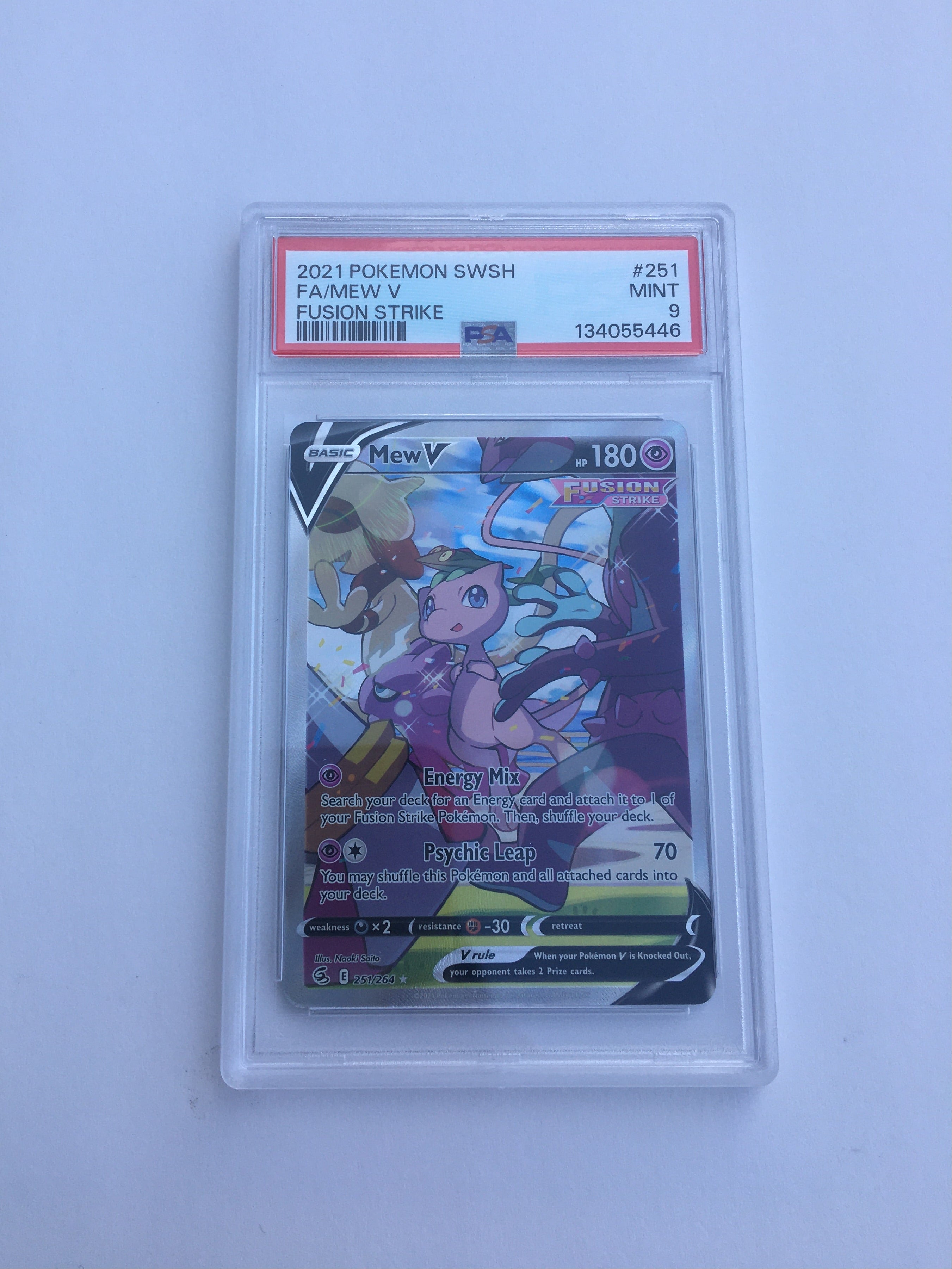 2021 POKEMON SWORD & SHIELD FUSION STRIKE #251 FA/MEW V FUSION STRIKE 'PSA 9'