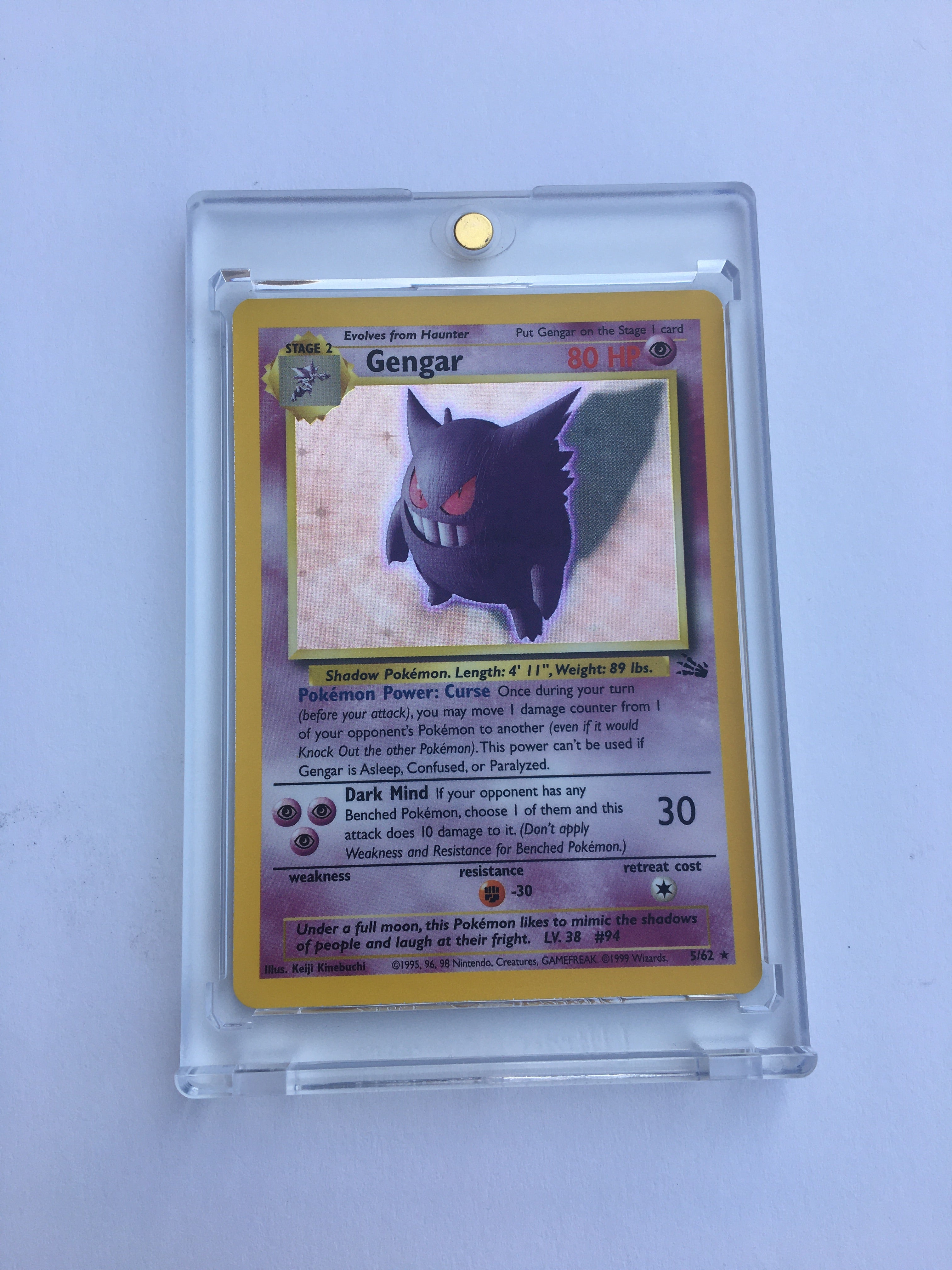 1999 POKEMON FOSSIL #5 GENGAR-HOLO Shadow (raw)