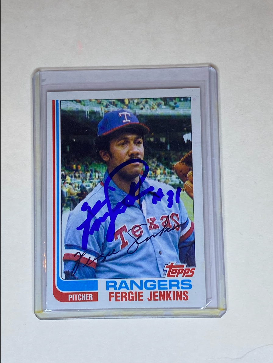 1982 Topps Fergie Jenkins Autographed Card #624 – Texas Rangers HOF Signature
