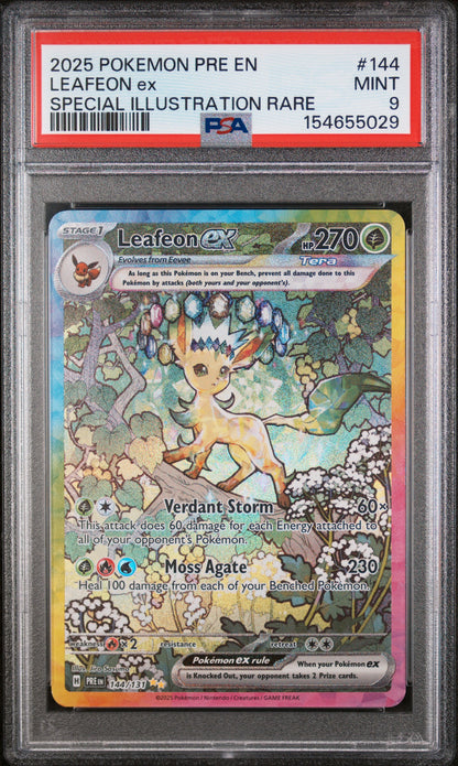 2025 Pokémon PRE EN LEAFEON ex #144 SIR "Psa 9"
