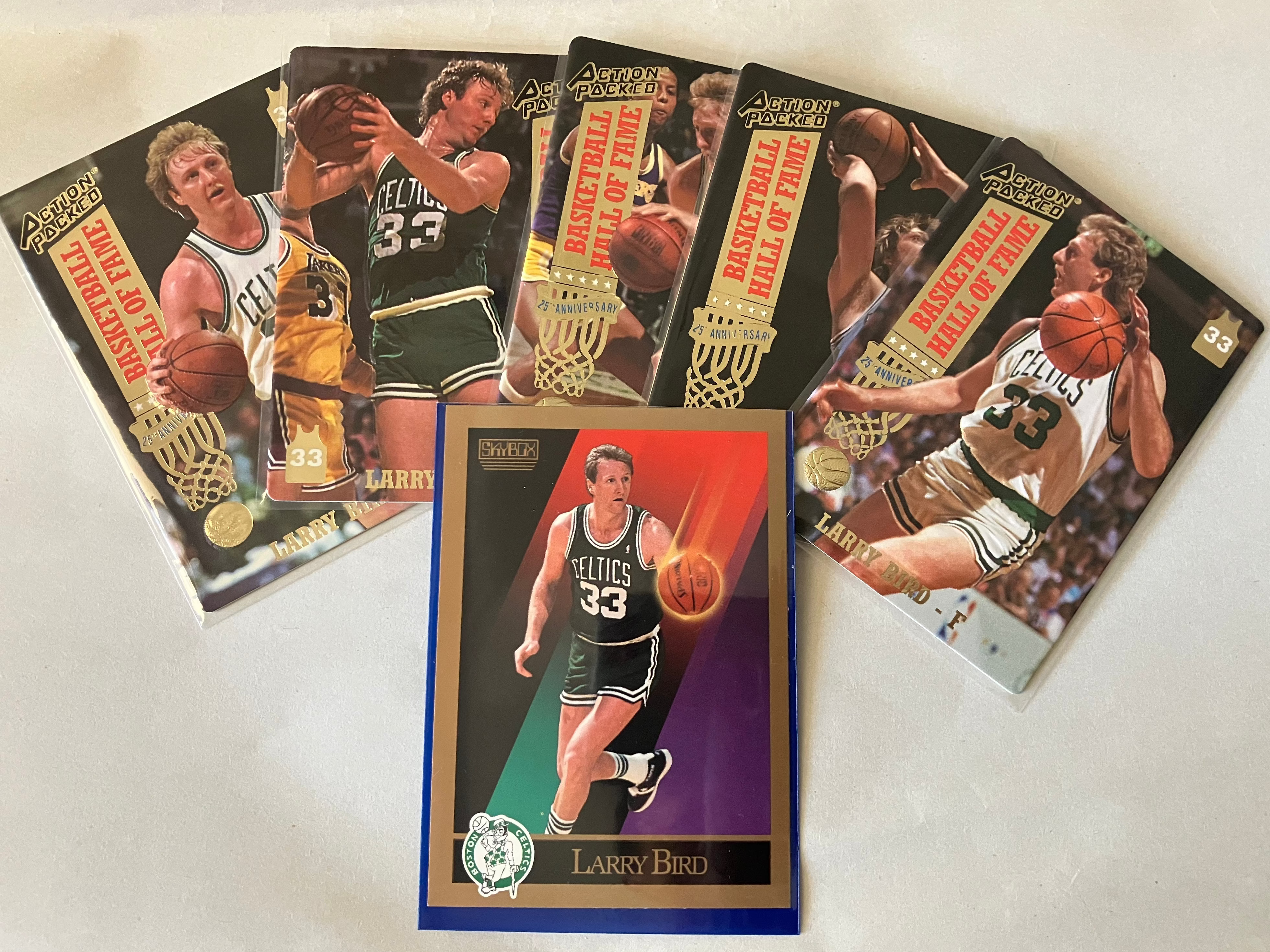 Legendary Larry Bird NBA player collectible cards set.