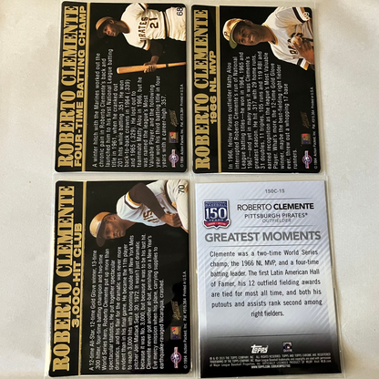 Legendary baseball player Roberto Clemente's baseball collectible card set.