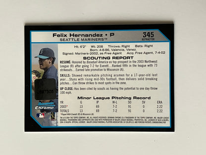 2004 Bowman Chrome Refractor 1st Year #345 Felix Hernandez Autograph "Ungraded"