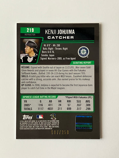 2006 Bowman Chrome Green Refractor #219 Kenji Johjima Autograph #107/250 - ungraded