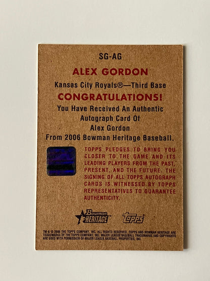 2006 Bowman Heritage Autographs #SG-AG Alex Gordon "Ungraded"