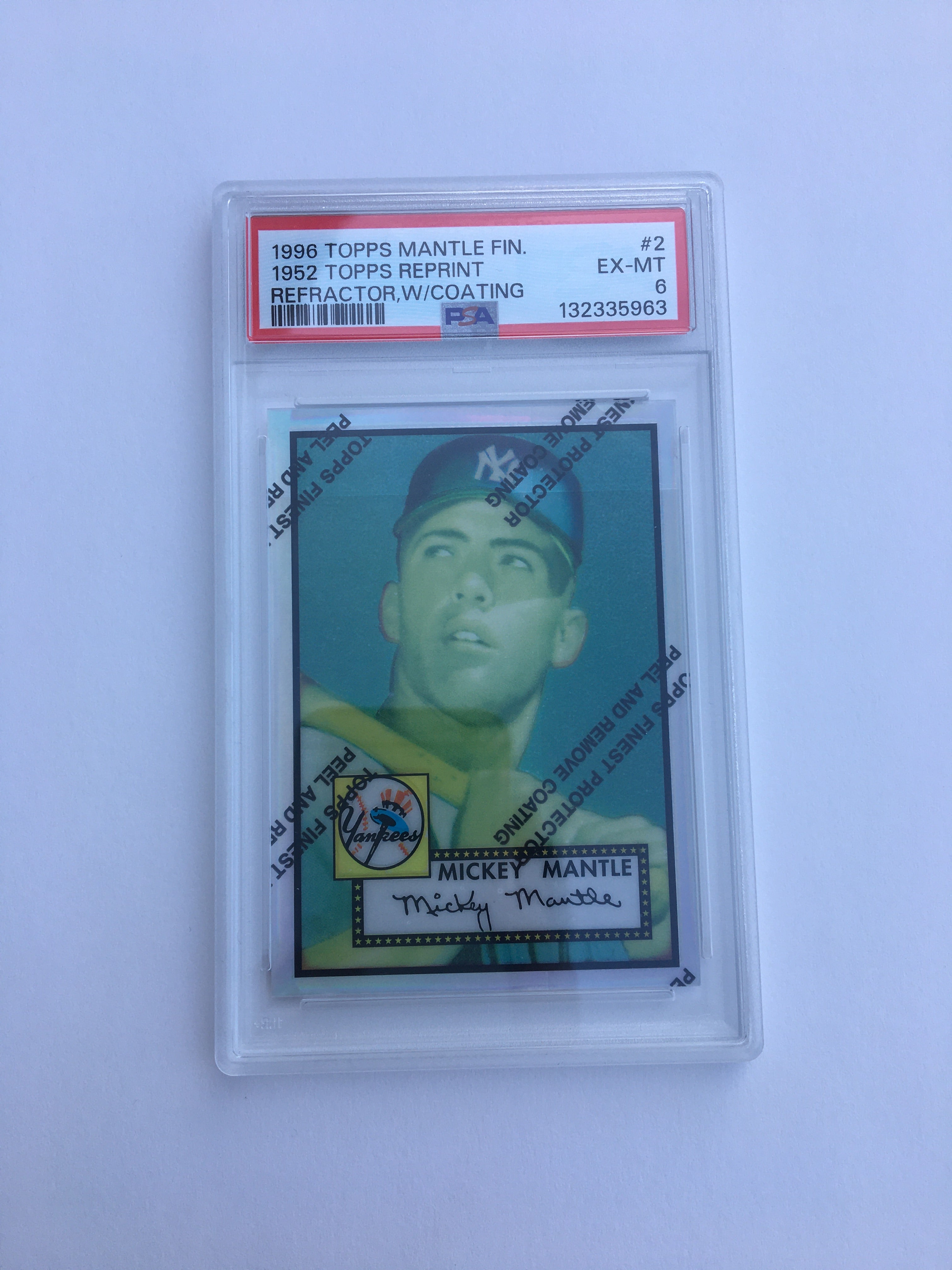 1996 Topps MickeyMantle #311 '52 Reprint Finest Refractor W Coating EX-MT (6)
