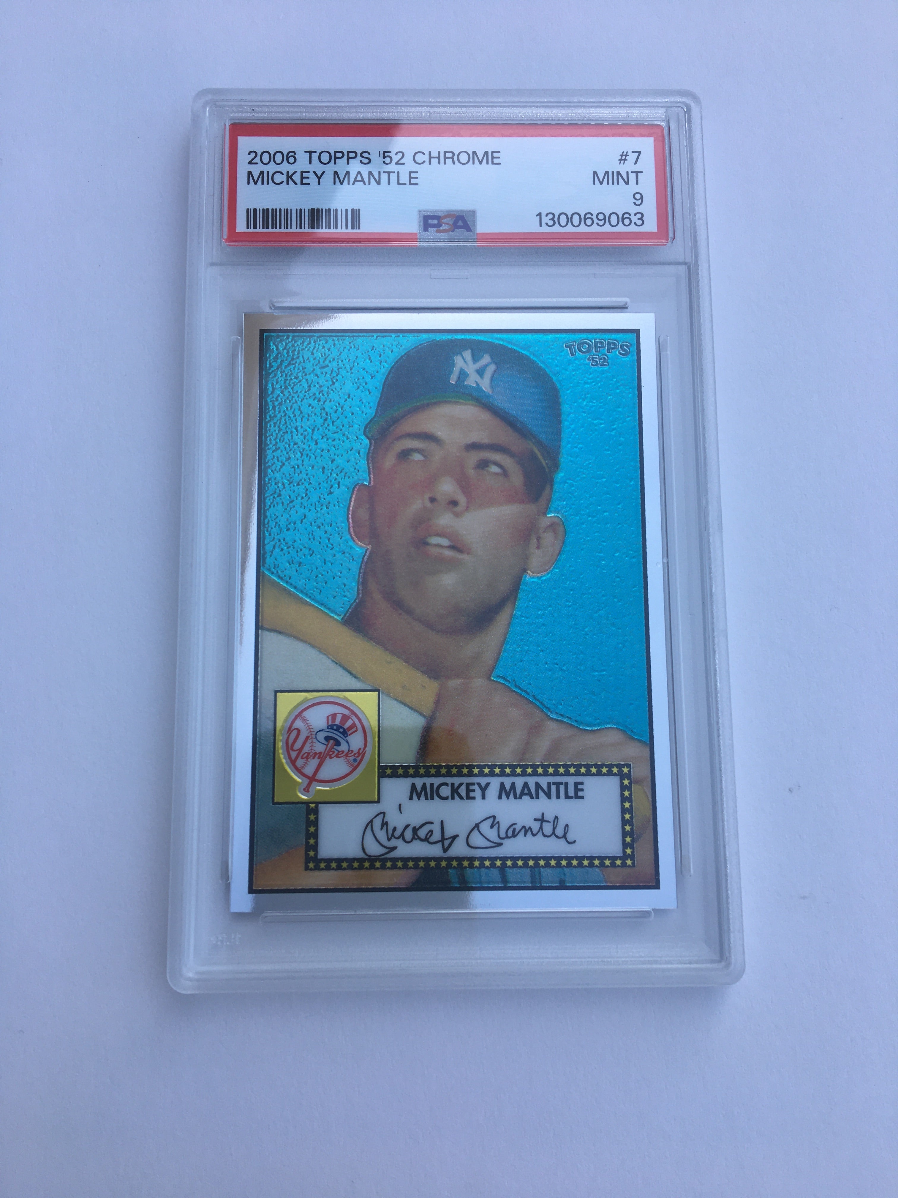 2006 TOPPS '52 Reprint CHROME #TCRC7 MICKEY MANTLE #0695/1952 Psa 9