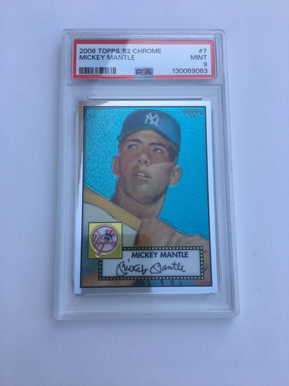 2006 TOPPS '52 Reprint CHROME #TCRC7 MICKEY MANTLE #0695/1952 Psa 9