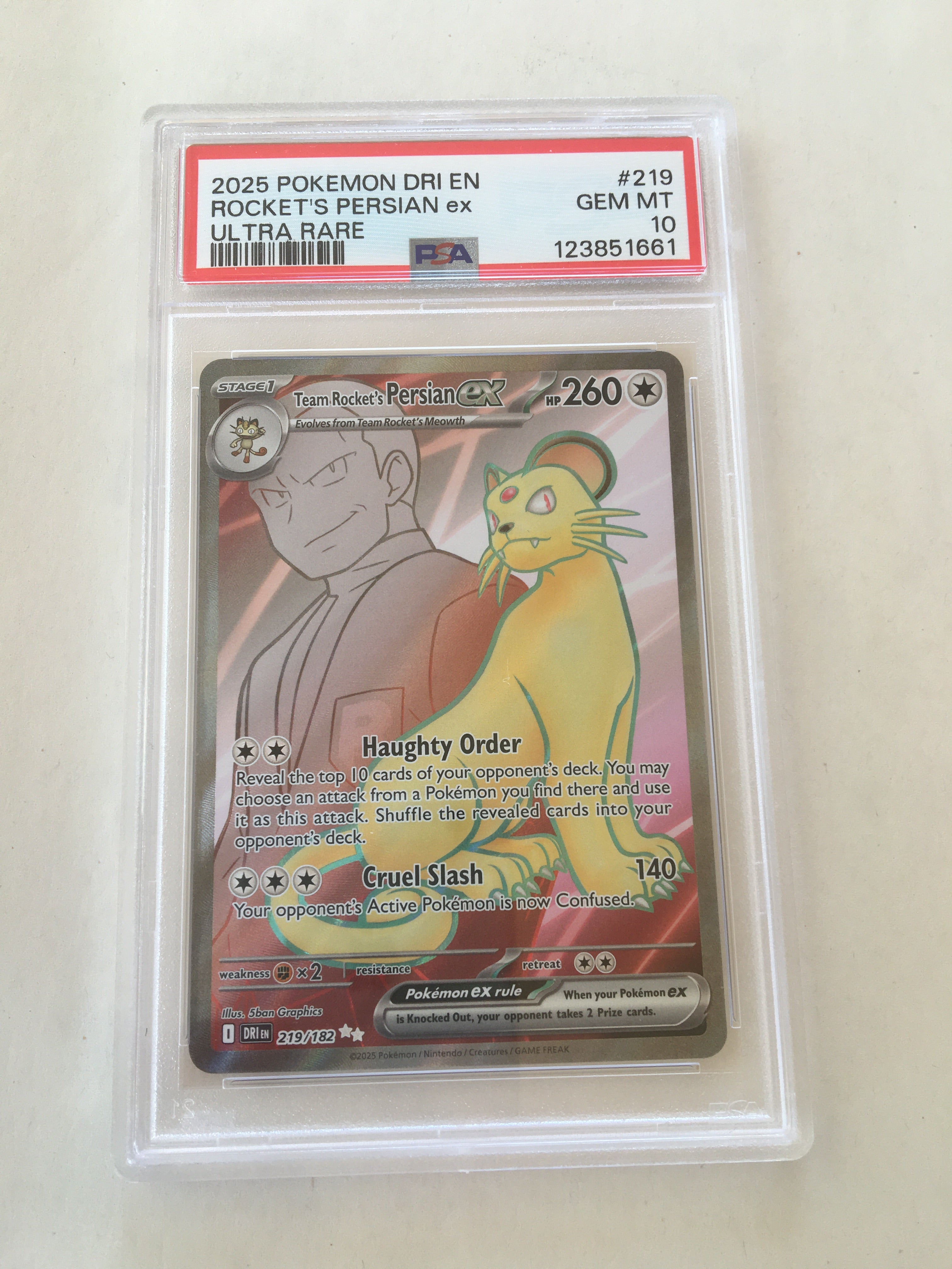 Team Rocket’s Persian ex (Full Art, Ultra Rare) Psa 10