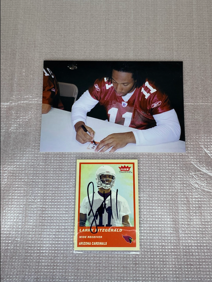 Larry Fitzgerald Autographed Rookie Card – Fleer Tradition (Arizona Cardinals) with Photo Proof