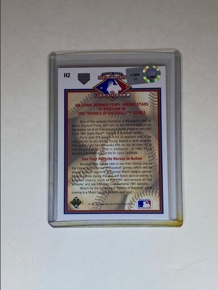 1991 Upper Deck "Heroes of Baseball" Gaylord Perry Autographed Card – HOF Inscription