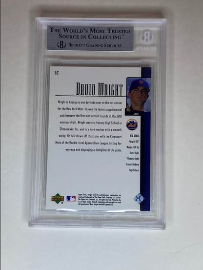 2001 Upper Deck Prospect Premieres David Wright Rookie Card #52 – Beckett Graded 8.5 (NM-MT+)