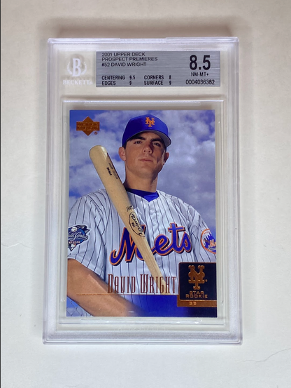 2001 Upper Deck Prospect Premieres David Wright Rookie Card #52 – Beckett Graded 8.5 (NM-MT+)
